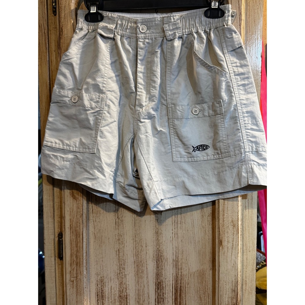 AFTCO Original Fishing Shorts Mens 30 Tan Nylon Pliers Pocket Cargo Khaki M01